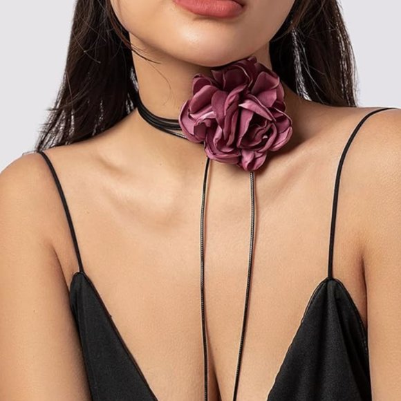 ♥ZARA Rose Necklace Chocker ♥ - Picture 1 of 6